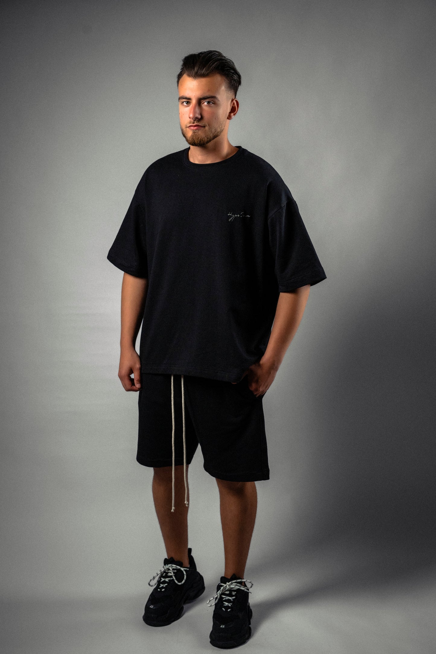 Tricou oversized negru „Summer Edition”