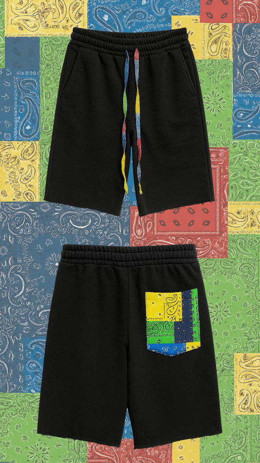 Pantaloni scurți negri „Bandana”