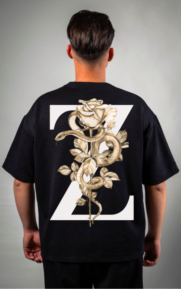 Tricou „Serpent Rose” - Design cu Trandafir și Șarpe